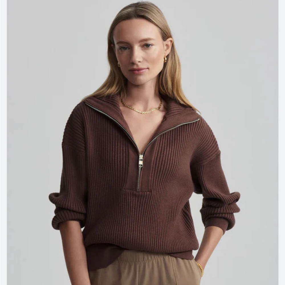 Varley Janie Half Zip Knit, Chestnut size XS